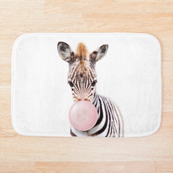 Aperçu de l'œuvre Baby Zebra Blowing Pink Bubble Gum, Baby Girl, Kids Art, Nursery, Baby Animals Art Print par Synplus créée et vendue par synplus.