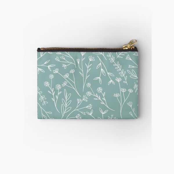 Item preview, Wildflowers Sage Green Zipper Pouch designed and sold by c1airearts.