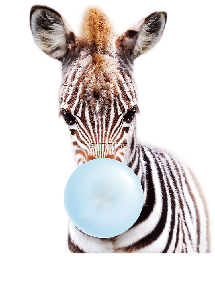 Baby Zebra Blowing Blue Bubble Gum, Baby Boy, Kids Art, Nursery, Baby  Animals Art Print by Synplus Kids T-Shirt for Sale by synplus