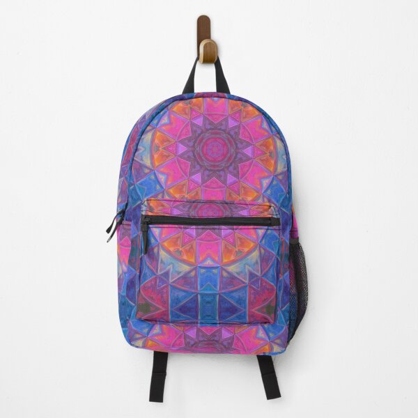Item preview, Glass Tile Kaleidoscope Pink Blue and Orange designed and sold by WormholeOrbital.