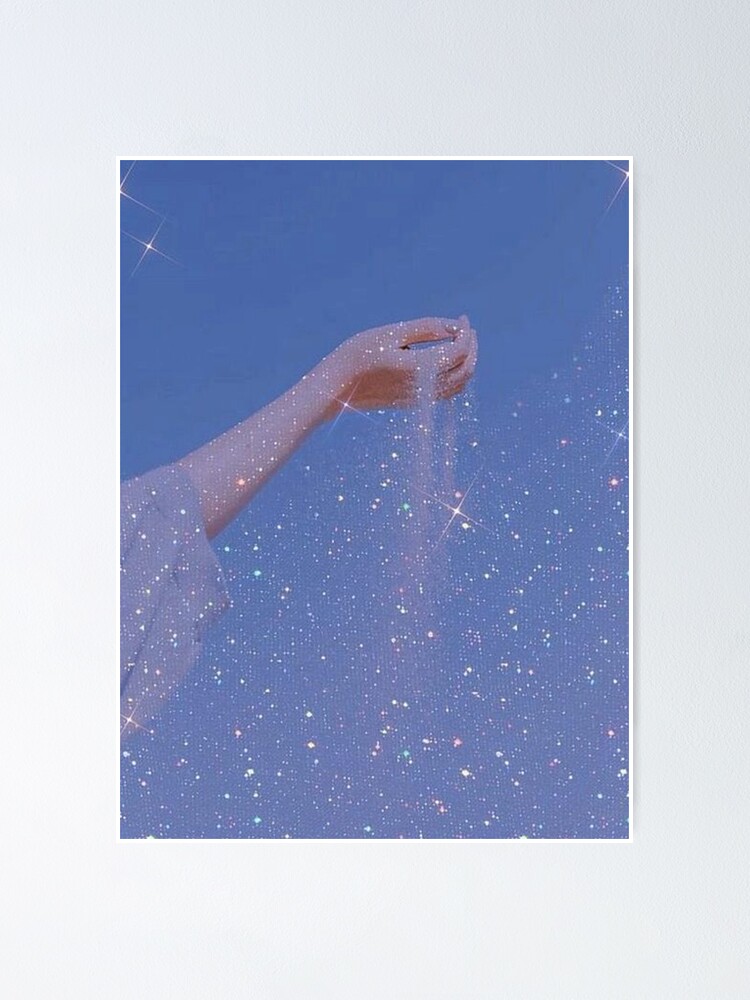 "Aesthetically pleasing glittery Korean pastel blue sky" Poster for