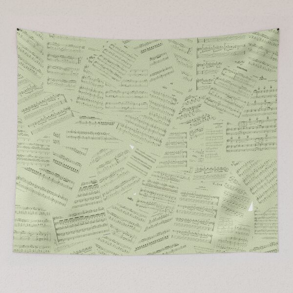 Item preview, All Over Sheet Music Design With a Transparent Green Tint designed and sold by ThisNThatImages.