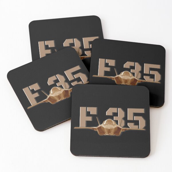 F35 Fighter Jet Airforce Defense Aviation Coasters (Set of 4)