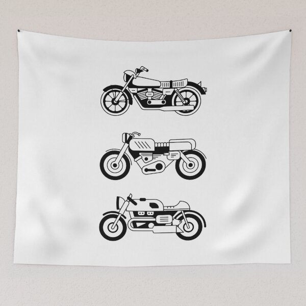 Item preview, Illustration of three stylized black and white motorcycle designed and sold by iswenyi.