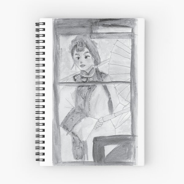Item preview, Chinese Lady in Hanfu Black and White Watercolor Painting designed and sold by Junpeiberry.