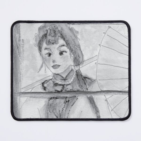 Item preview, Chinese Lady in Hanfu Black and White Watercolor Painting designed and sold by Junpeiberry.