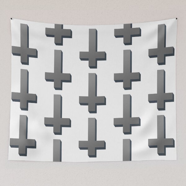 Item preview, Colorful Inverted Cross Pastel Goth Upside Down Cross Gradient Grey designed and sold by AlasAHintStudio.
