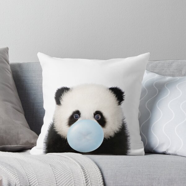 Item preview, Baby Panda Blowing Blue Bubble Gum, Baby Boy, Nursery, Kids Art, Baby Animals Art Print by Synplus designed and sold by synplus.