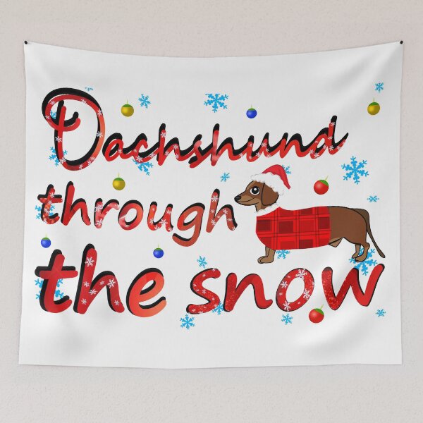 Item preview, Merry Christmas Dachshund Dog Through The Snow designed and sold by BeccaKenDesigns.