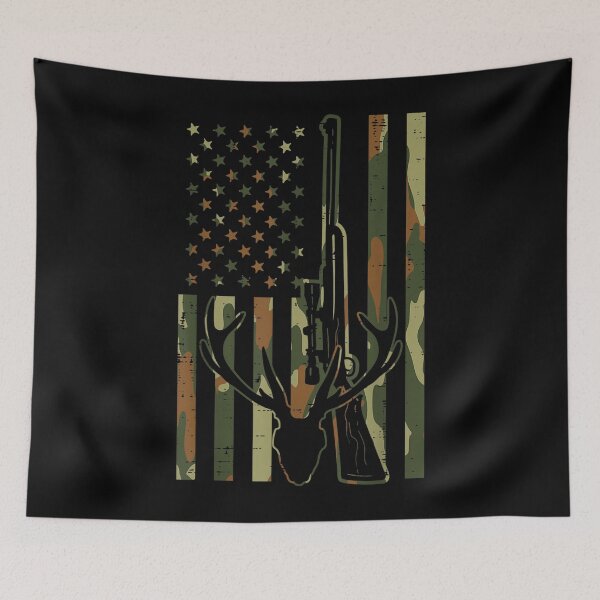 Item preview, Camo Flag Deer Skull Rifle Vintage Hunting Patriot Hunt Dad designed and sold by ScottSlade.