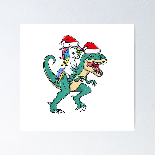 Artikelvorschau, Nettes Weihnachtsmann-Einhorn, das Trex-Weihnachtsdinosaurier-Dino-T-Shirt reitet entworfen und verkauft von BreeseLindberg.