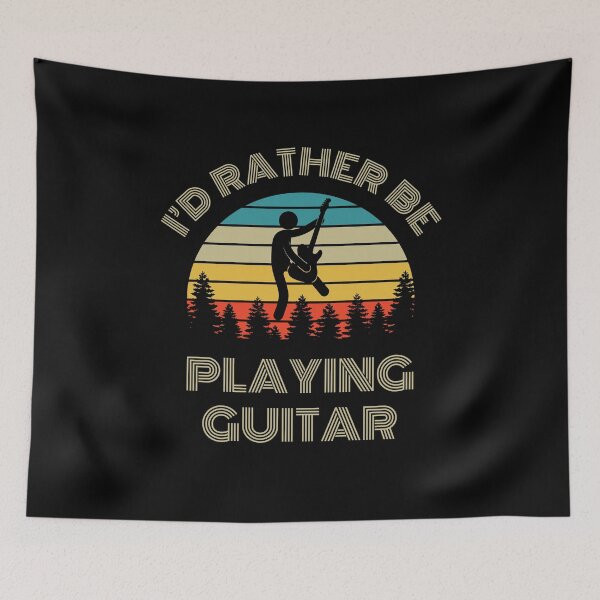 Item preview, I'd Rather Be Playing Guitar Guitarist Retro Vintage Sunset designed and sold by nightsworthy.