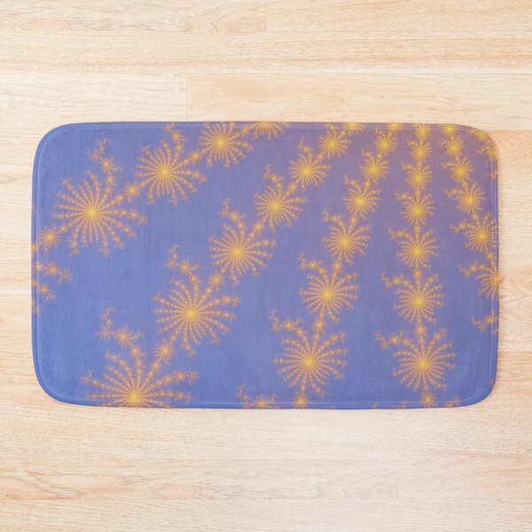 Item preview, Golden starburst fractal with blue background designed and sold by magnetite360.