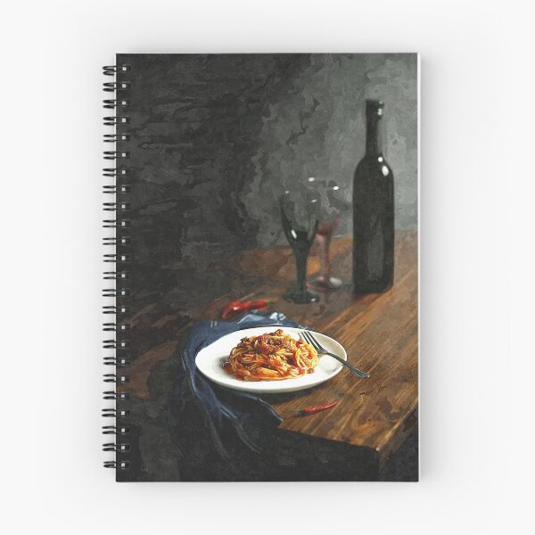 Item preview, Pasta and wine. Digital watercolor painting designed and sold by Vivid Studio.