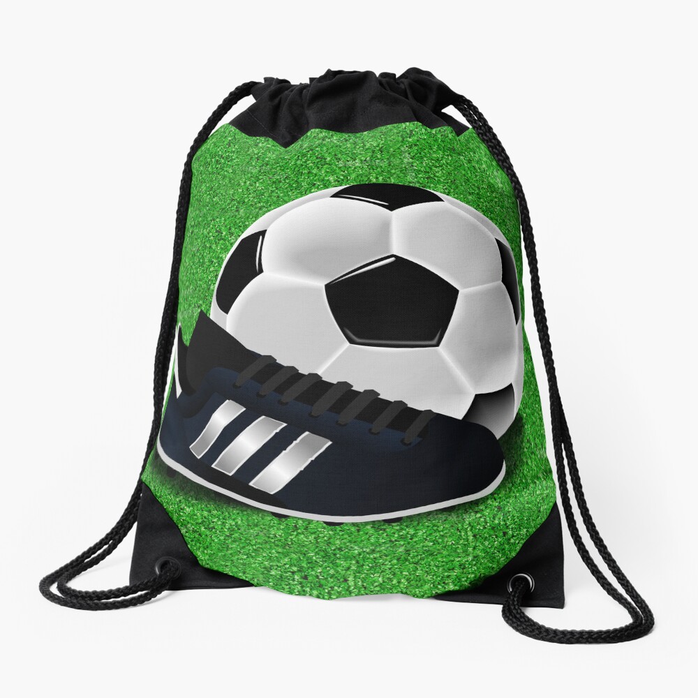 "Soccer Cleat and Soccer Ball" Drawstring Bag for Sale by Gravityx9