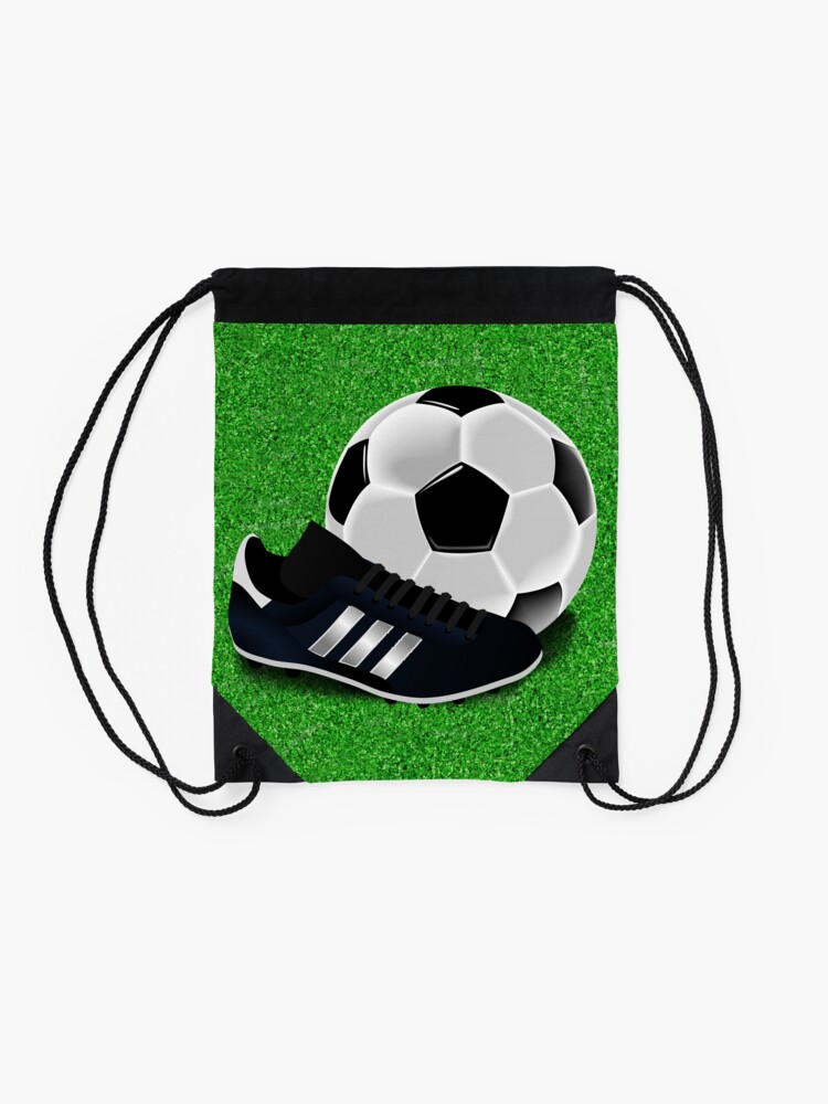 "Soccer Cleat and Soccer Ball" Drawstring Bag for Sale by Gravityx9