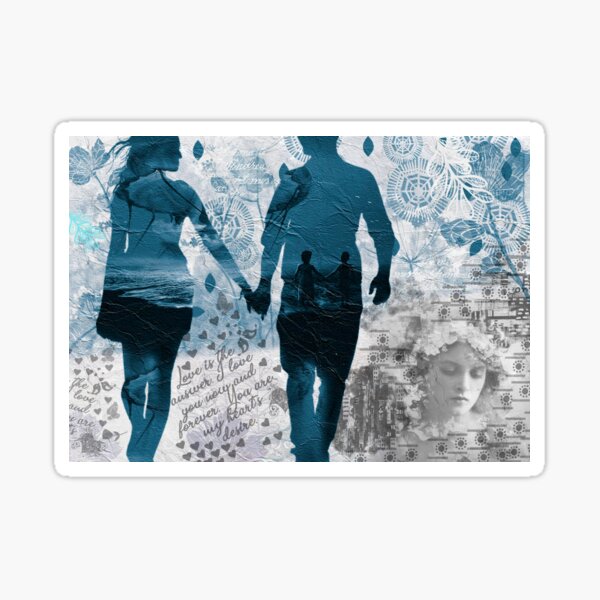 Lovers walk along beach Sticker
