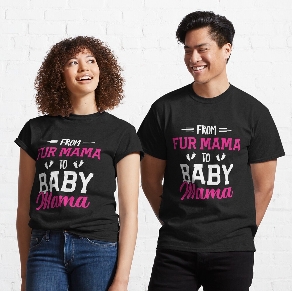 HEBBE from Fur Mama to Baby Mama T-Shirts Pregnancy Announcement Tops Letter Print Heart Pattern Tees Tops Blouse 