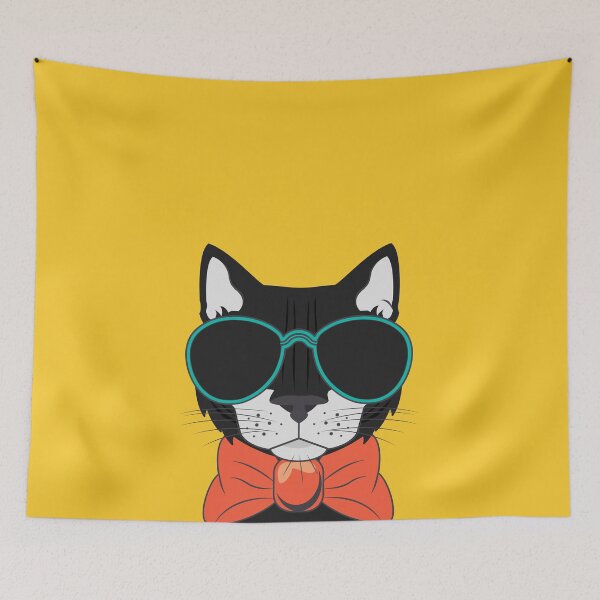 Item preview, Retro Black Cat Wearing Sunglasses And Bowtie designed and sold by DAFIN.