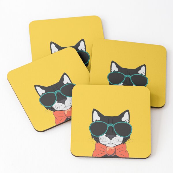 Item preview, Retro Black Cat Wearing Sunglasses And Bowtie designed and sold by DAFIN.
