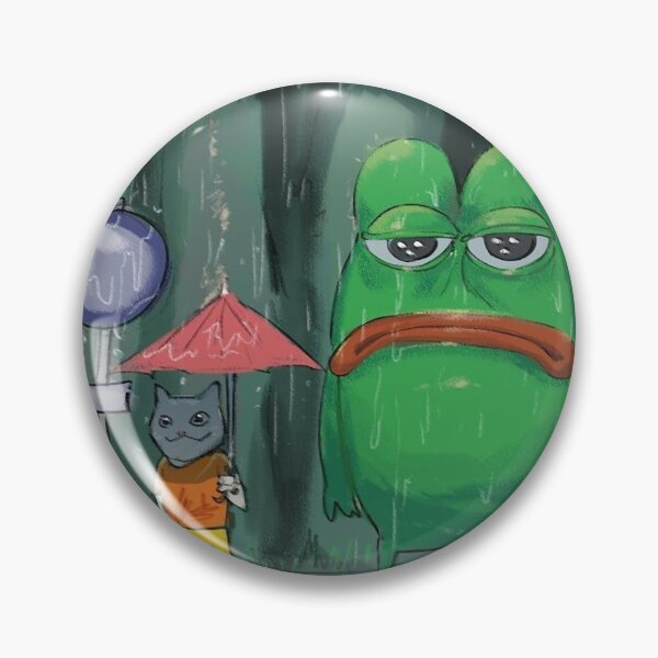 Item preview, sad PEPE the frog and cat in the rain designed and sold by VinBasis.