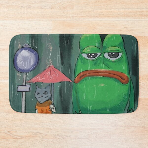 Item preview, sad PEPE the frog and cat in the rain designed and sold by VinBasis.