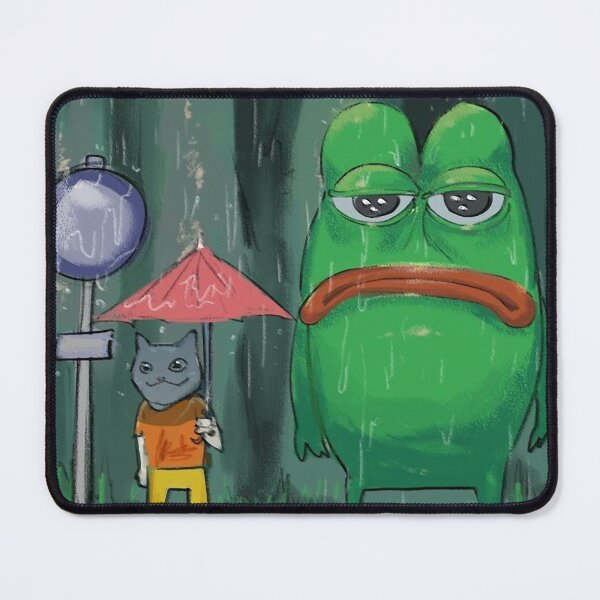 Artikelvorschau, trauriger PEPE der Frosch und die Katze im Regen entworfen und verkauft von VinBasis.