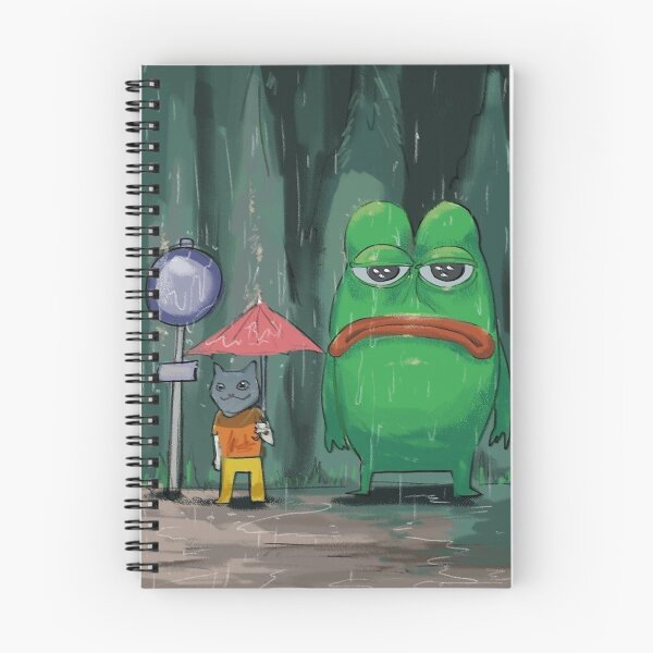 Item preview, sad PEPE the frog and cat in the rain designed and sold by VinBasis.