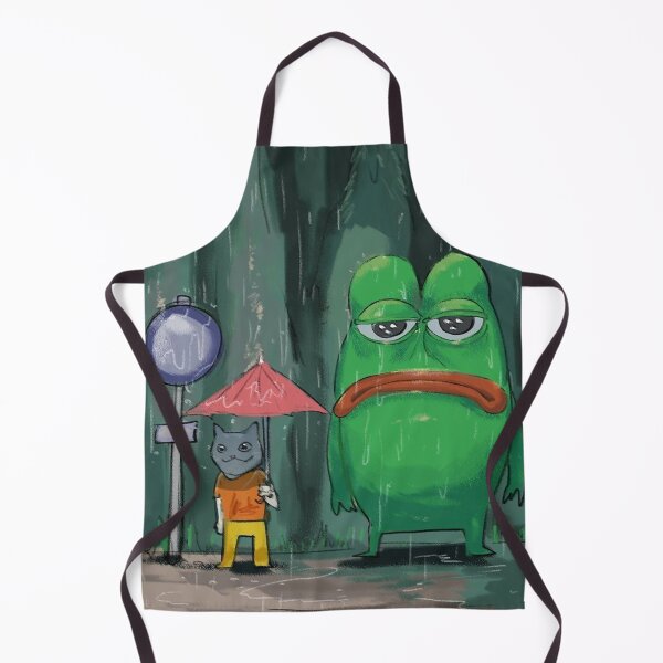Item preview, sad PEPE the frog and cat in the rain designed and sold by VinBasis.