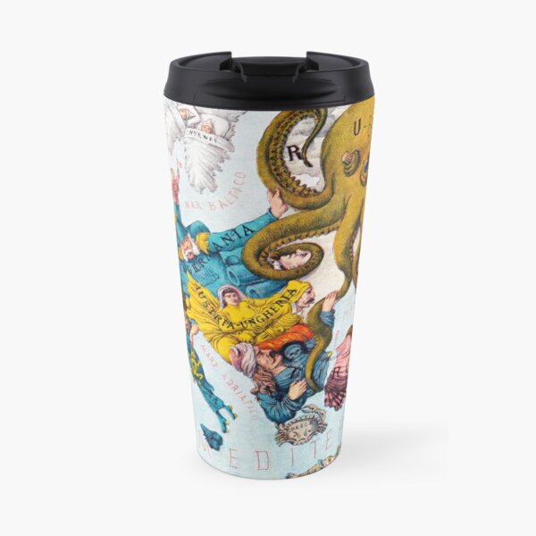 Colorful Vintage Map of Europe in Comic Cartoon Style Travel Mug