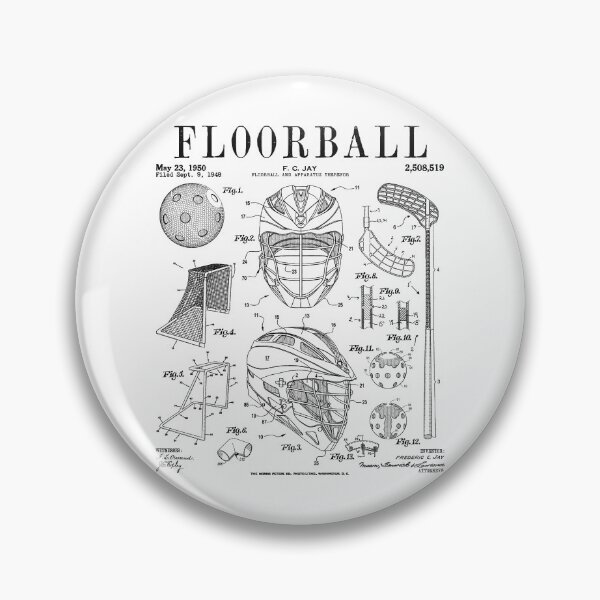 Item preview, Floorball Player Stick Goalie Sport Vintage Patent Print designed and sold by GrandeDuc.