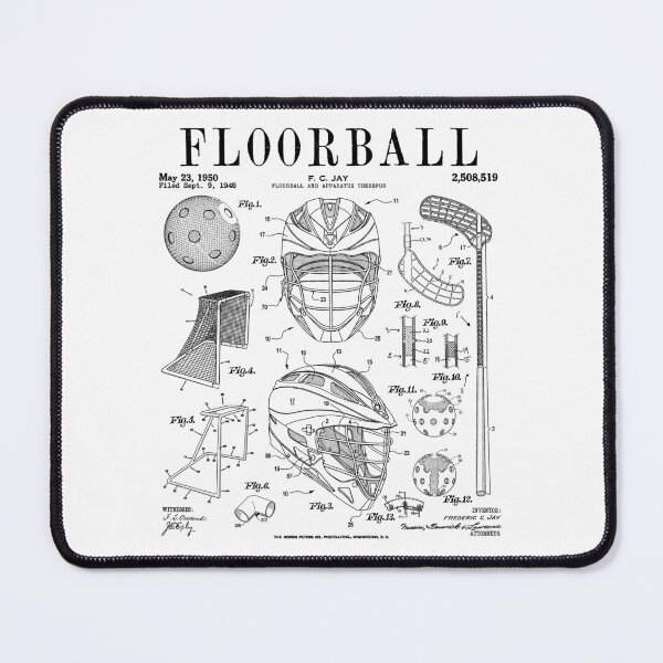 Item preview, Floorball Player Stick Goalie Sport Vintage Patent Print designed and sold by GrandeDuc.