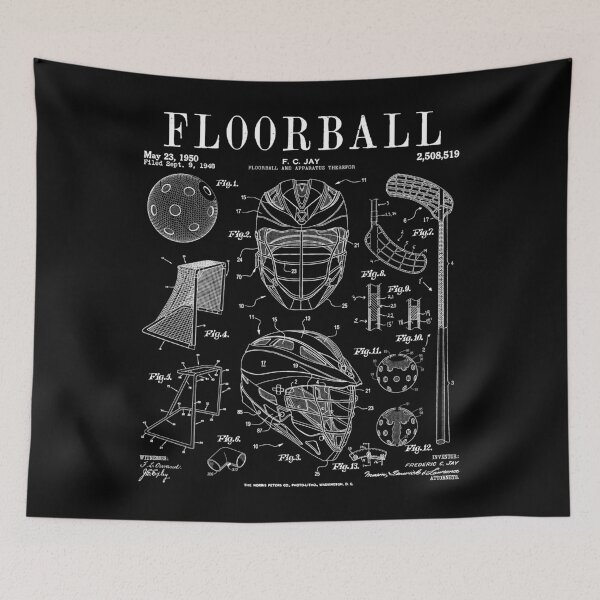 Item preview, Floorball Player Stick Goalie Sport Vintage Patent Print designed and sold by GrandeDuc.