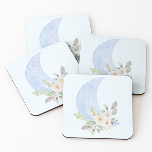Item preview, Moon Blue White Flowers Roses Moonlight Watercolor designed and sold by Simplyy  Unique.