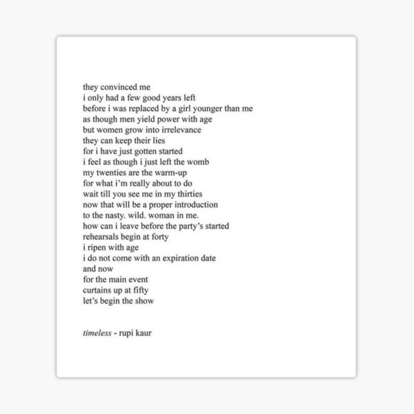 Poem by rupi kaur Sticker for Sale by Autummnn