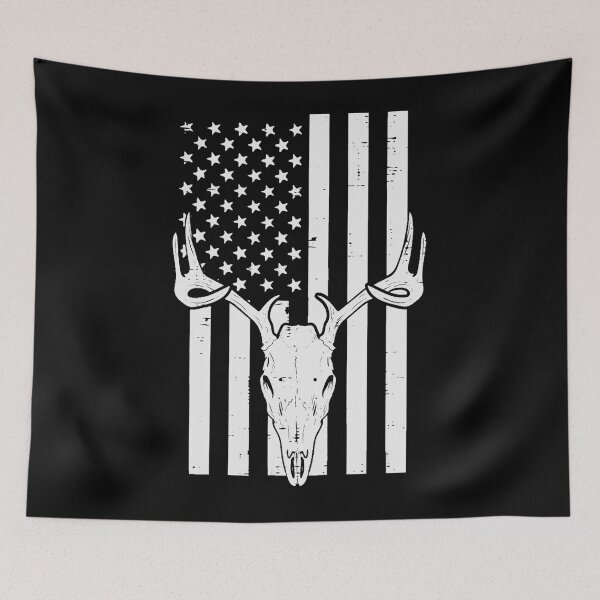 Item preview, White US Flag Deer Skull Vintage Hunting Patriotic Hunt Dad designed and sold by ScottSlade.
