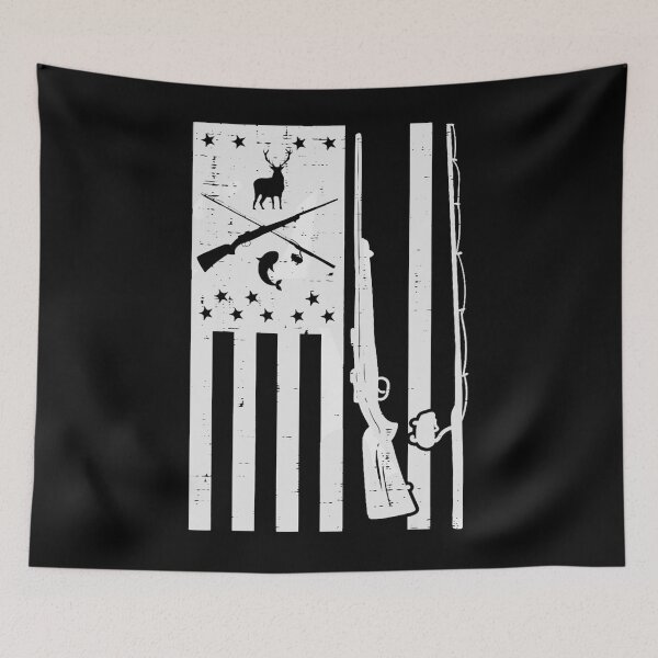 Item preview, White US Flag Rifle Fishing Rod Fish Deer Hunting Patriotic designed and sold by ScottSlade.