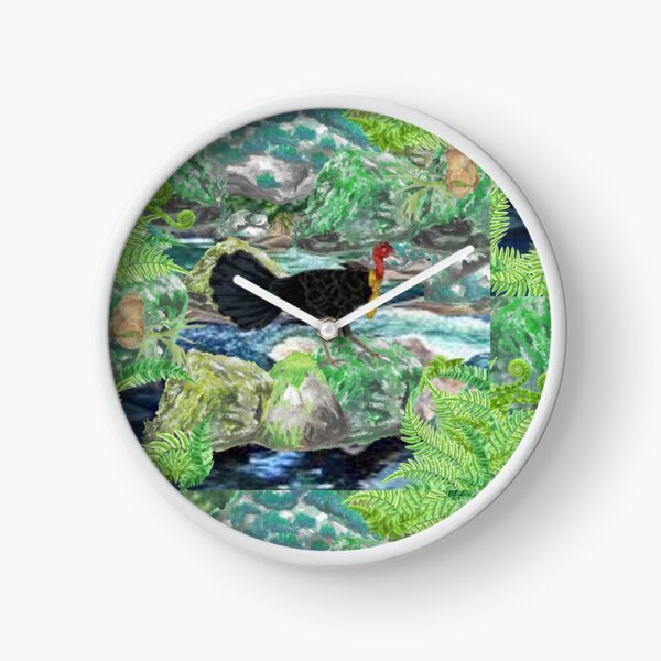 Bush turkey Out and About by Cass Purdon Earth Fire Spirit Studio Clock