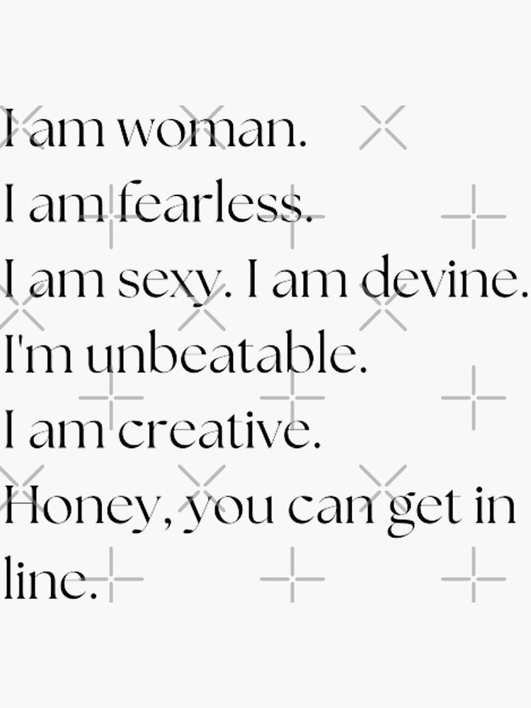 I am Woman lyrics Sticker for Sale by ashlenamusic