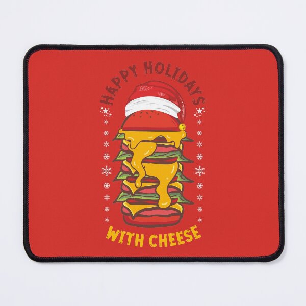 Item preview, Classy and Cute Xmas HAPPY HOLIDAY WITH CHEESE Tall Funny Red Christmas Cheeseburger Winter Holiday Design with Santa Hat and Snowflakes designed and sold by zenturtlemerch.