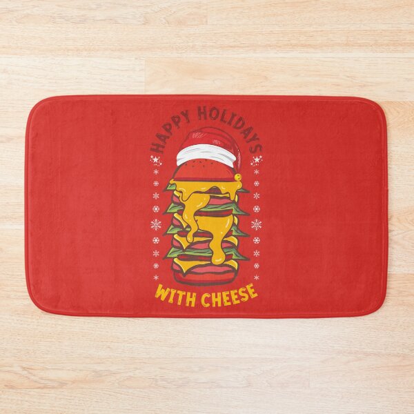 Item preview, Classy and Cute Xmas HAPPY HOLIDAY WITH CHEESE Tall Funny Red Christmas Cheeseburger Winter Holiday Design with Santa Hat and Snowflakes designed and sold by zenturtlemerch.
