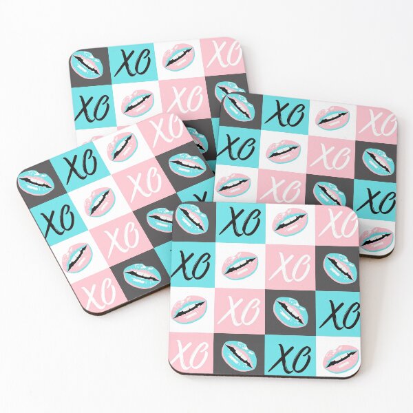 Aperçu de l'œuvre Bisous d'amour rose et turquoise Xoxo créée et vendue par Designsbymelii4.