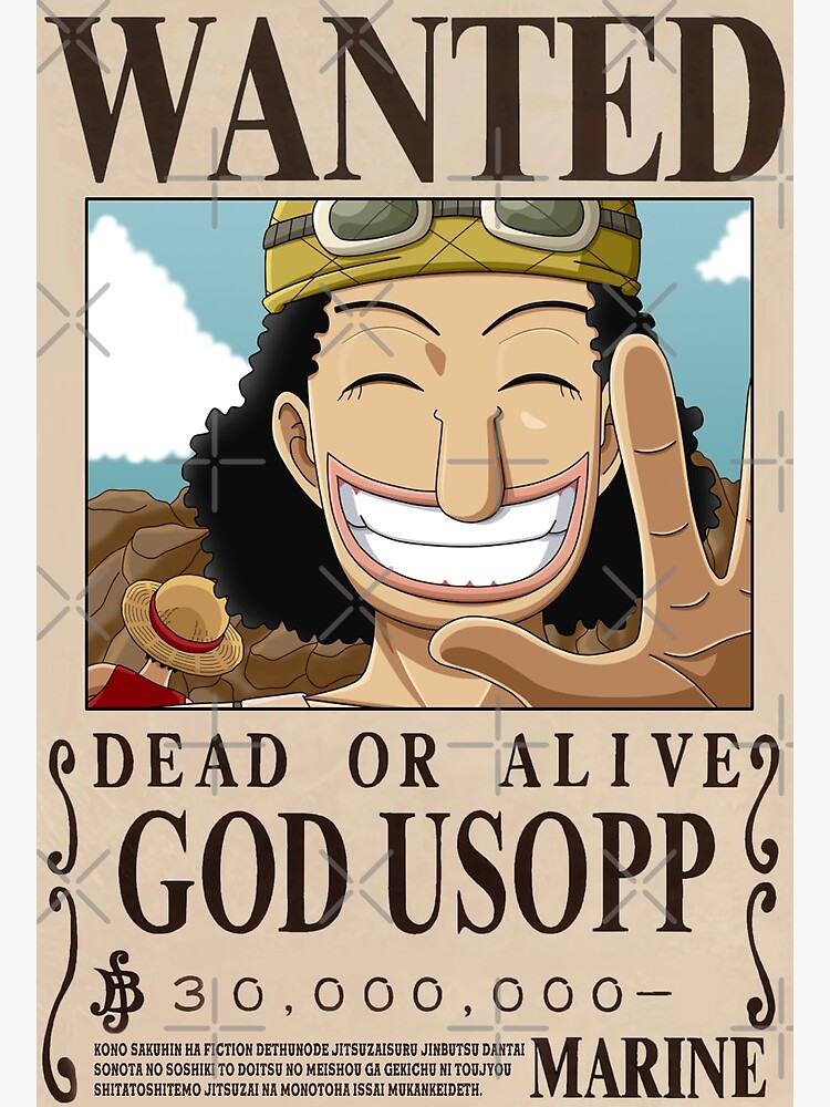 Sogeking Usopp Poster Wanted One Piece 30 milions Marine Greeting