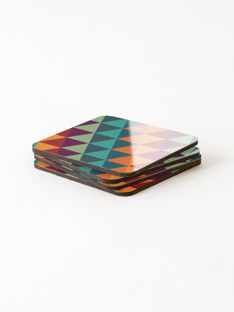 Thumbnail 4 of 5, Coasters (Set of 4), Colorful Triangle Pattern designed and sold by FridPix.