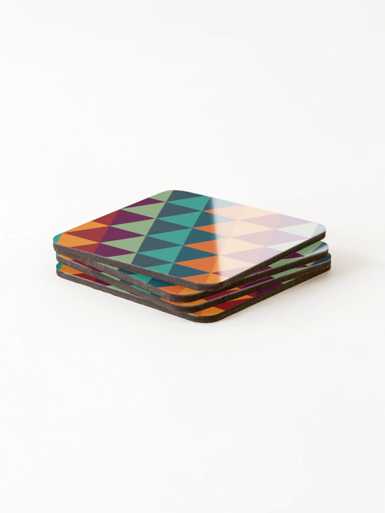 Thumbnail 4 of 5, Coasters (Set of 4), Colorful Triangle Pattern designed and sold by FridPix.