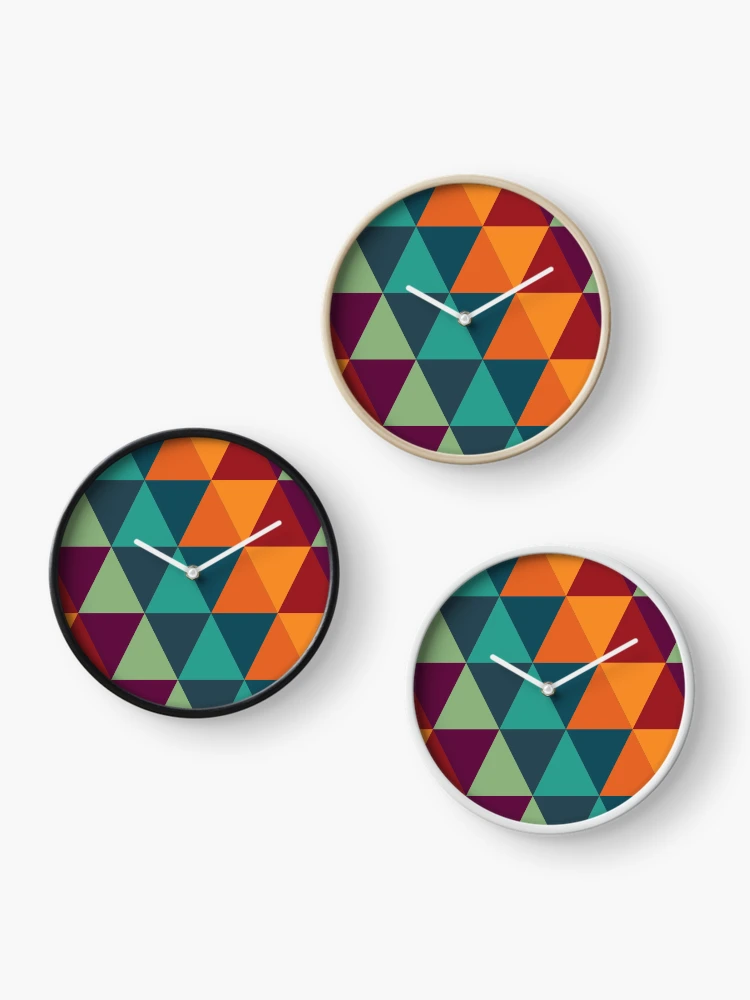 Thumbnail 3 of 4, Clock, Colorful Triangle Pattern designed and sold by FridPix.