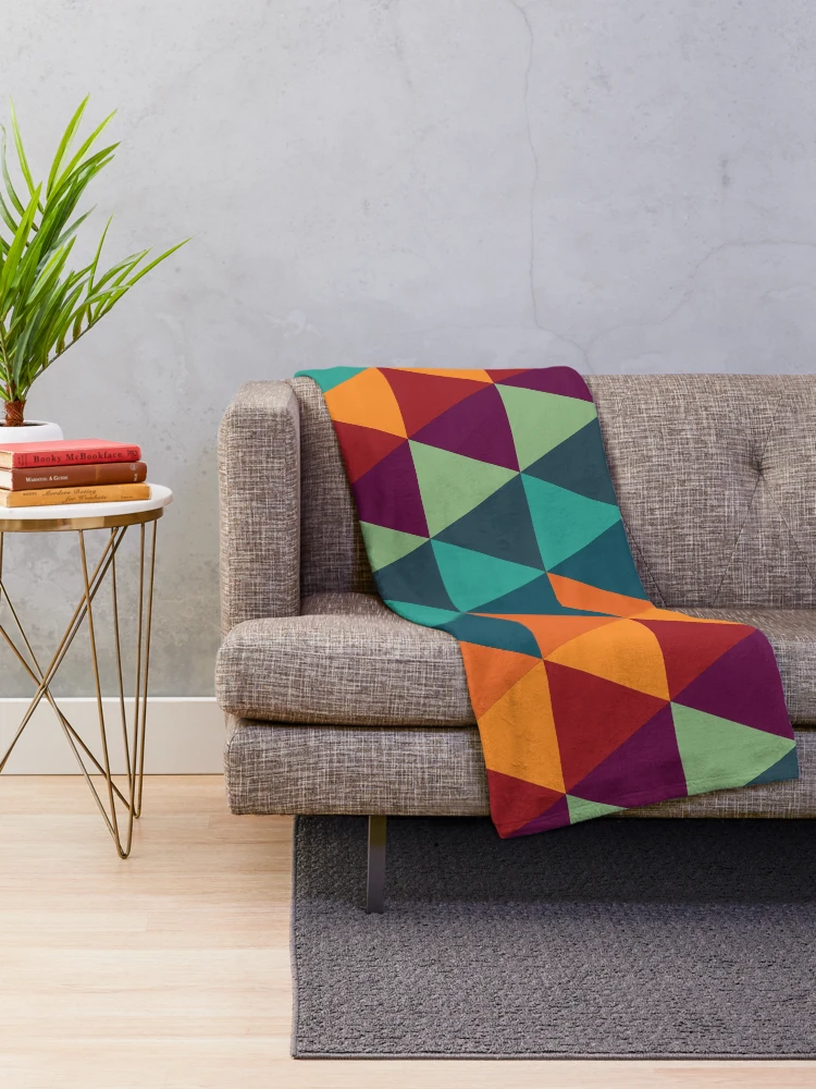 Thumbnail 2 of 6, Throw Blanket, Colorful Triangle Pattern designed and sold by FridPix.