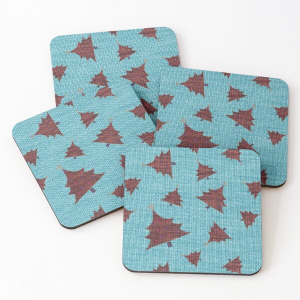 Item preview, Aqua Blue Red Christmas Tree Knitted Woollen Texture designed and sold by James-Cole.