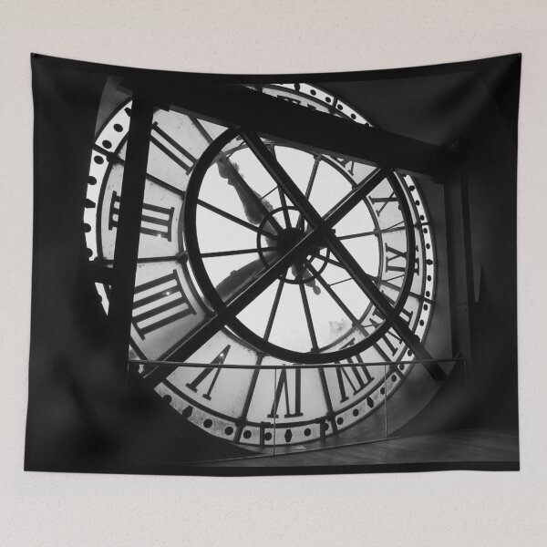 Item preview, Reloj gigante en blanco y negro en la antigua estación de tren del Museo D'Orsay en París, Francia designed and sold by cinemadnesshirt.