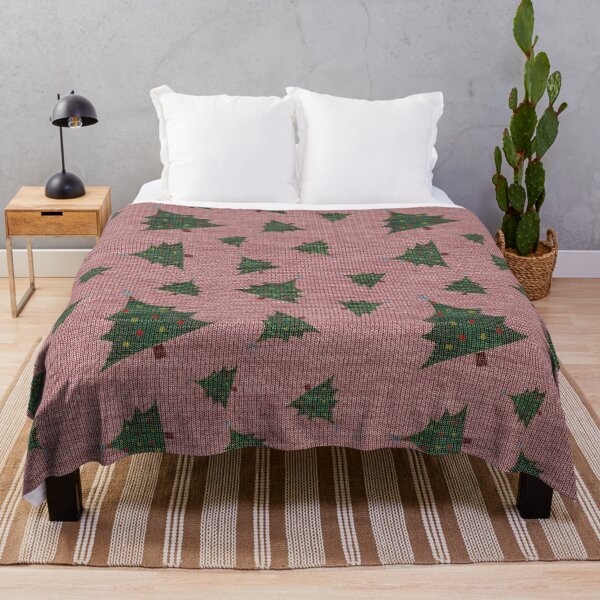 Item preview, Rose Pink Green Christmas Tree Knitted Woollen Texture designed and sold by James-Cole.